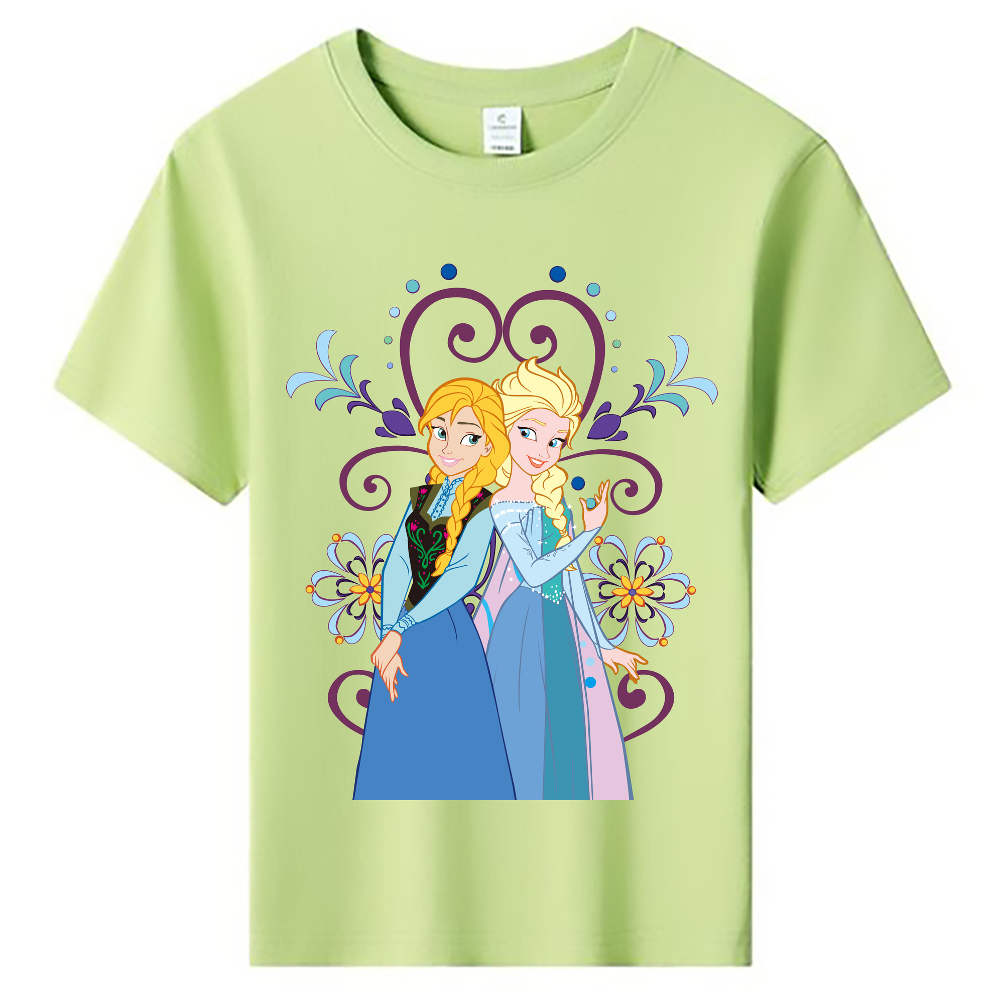 （画像用） アナと雪の女王 アンナ エルサ Frozen Anna Elsa 綿100％キッズTシャツ（フロントプリント）